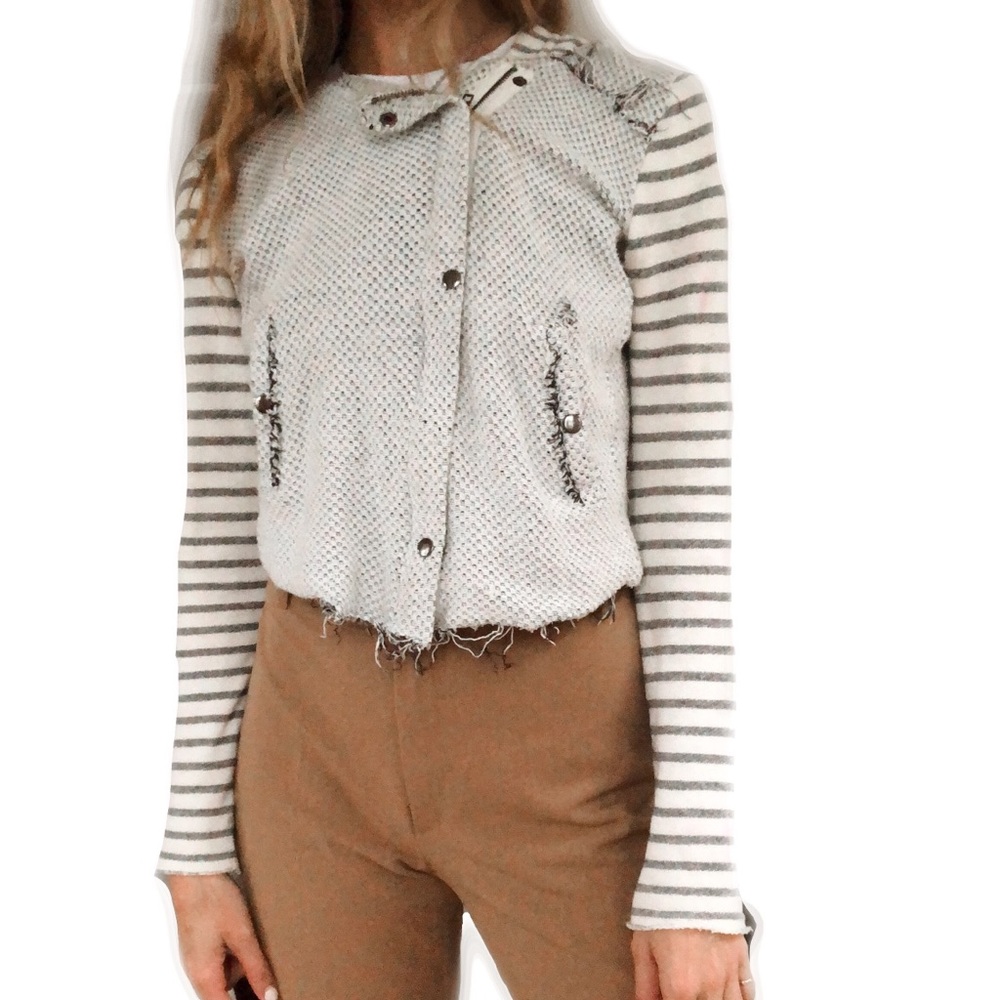 Nollie fringe zip up sweater